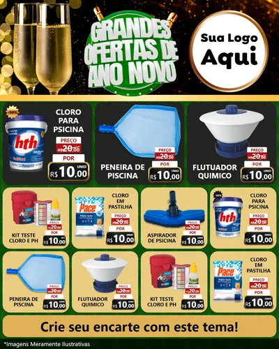 Modelo de Rede Social para Feed Instagram com o tema Grandes Ofertas de Ano Novo para Produtos para Piscina