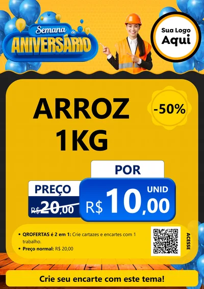 Modelo de Cartaz para Cartaz A4 Vertical com o tema Semana de Aniversário para Supermercado