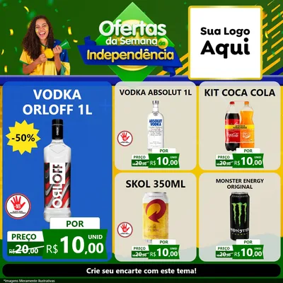 Modelo de Rede Social para Feed Facebook com o tema Ofertas da Semana da Independência para Distribuidora de bebidas