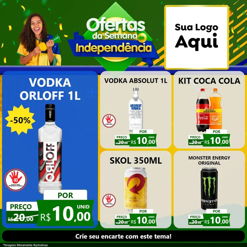 Modelo de Rede Social para Feed Facebook com o tema Ofertas da Semana da Independência para Distribuidora de bebidas