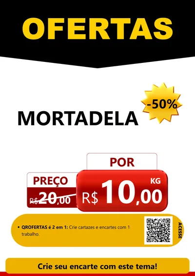 Modelo de Cartaz para Cartaz A4 Vertical com o tema Ofertas Preto e Vermelho Cartaz para Frios e Laticínios