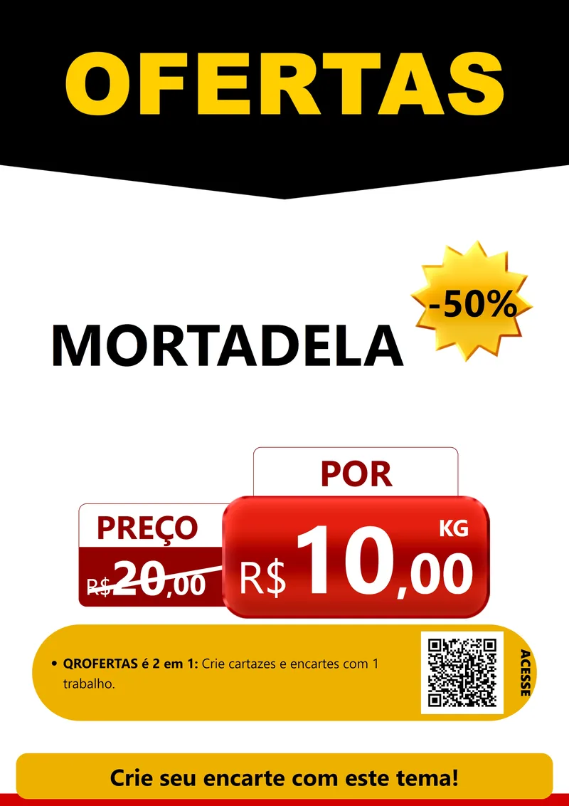 Modelo de Cartaz para Cartaz A4 Vertical com o tema Ofertas Preto e Vermelho Cartaz para Frios e Laticínios