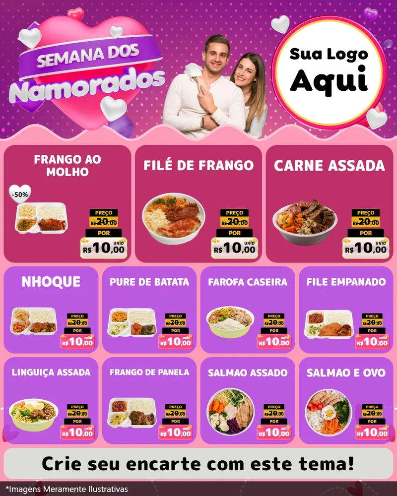 Modelo de Rede Social para Feed Instagram com o tema Semana dos Namorados para Restaurante