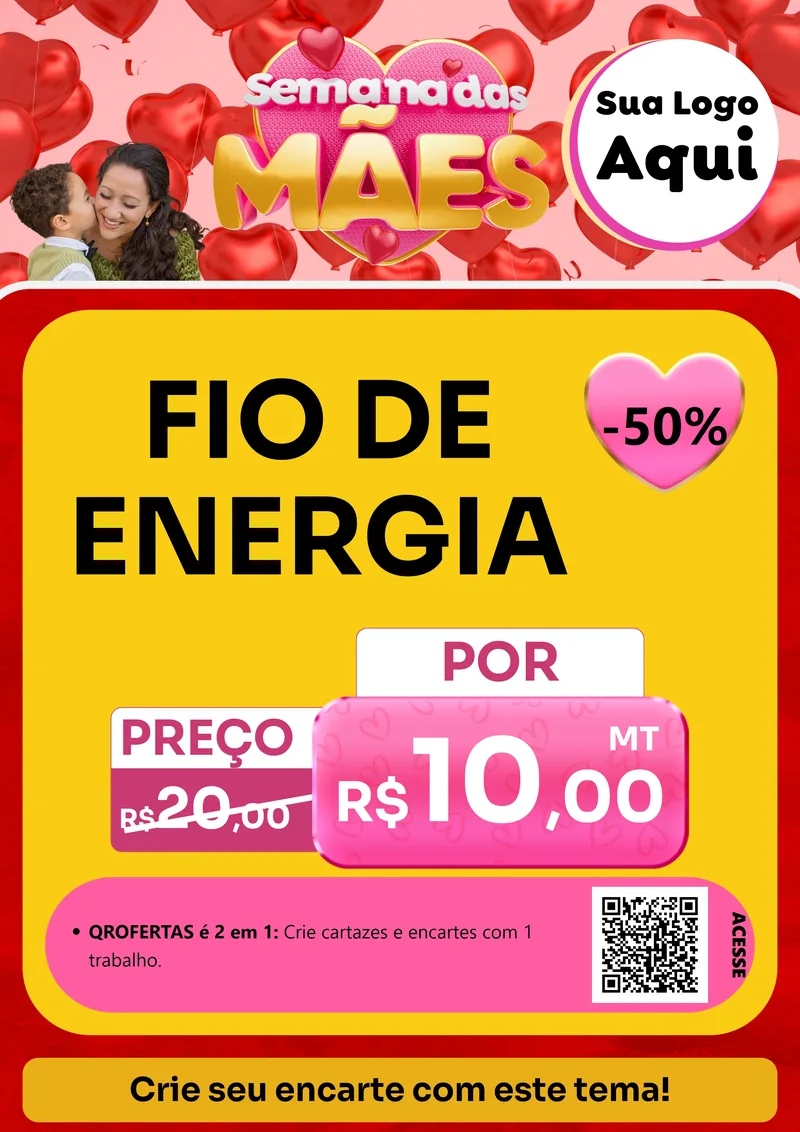 Modelo de Cartaz para Cartaz A4 Vertical com o tema Semana Das Mães para Materiais Elétricos