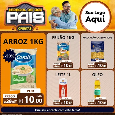 Modelo de Rede Social para Feed Facebook com o tema Especial Dia dos Pais para Supermercado