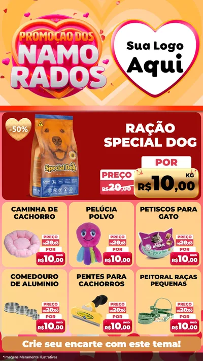 Modelo de Rede Social para Stories com o tema Promoção dos Namorados para Pet Shop