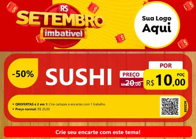 Modelo de Cartaz para Cartaz A4 Horizontal com o tema Setembro Imbatível para Comida japonesa