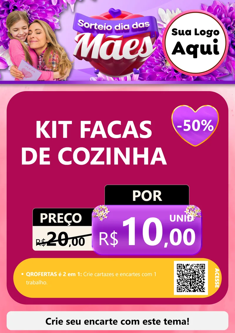 Modelo de Cartaz para Cartaz A4 Vertical com o tema Sorteio Dia das Mães para Utilidades Domésticas