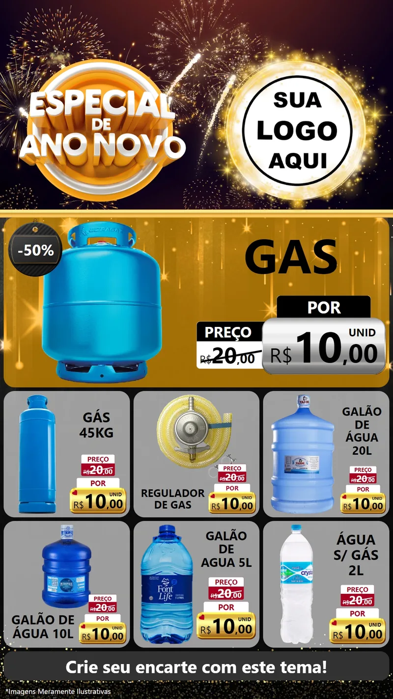 Modelo de Rede Social para Stories com o tema Especial de Ano Novo para Água e gás