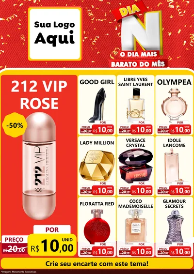 Modelo de Encarte para Encarte A4 Vertical com o tema Dia N o Dia Mais Barato do Mês para Perfumes