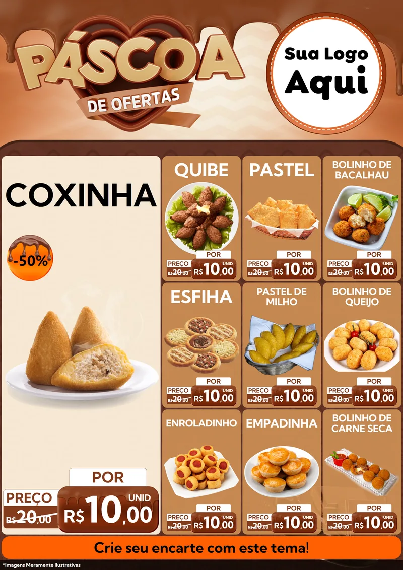 Modelo de Encarte para Encarte A4 Vertical com o tema Páscoa de Ofertas para Salgadaria