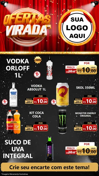 Modelo de TV para TV Vertical com o tema Ofertas da Virada para Distribuidora de bebidas