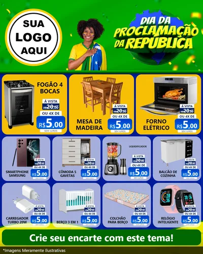 Modelo de Rede Social para Feed Instagram com o tema Dia Da Proclamação Da República para Móveis e Eletro