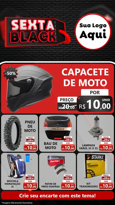 Modelo de Rede Social para Stories com o tema Sexta Black para Moto peças