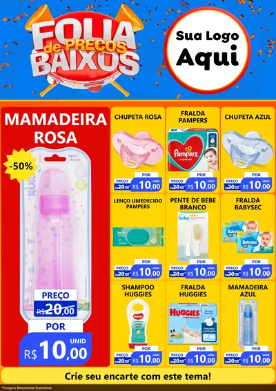 Modelo de Encarte para Encarte A4 Vertical com o tema Folia de Preços Baixos para Bebês