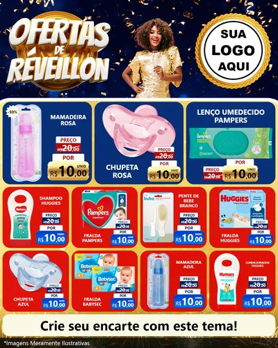 Modelo de Rede Social para Feed Instagram com o tema Ofertas de Réveillon para Bebês