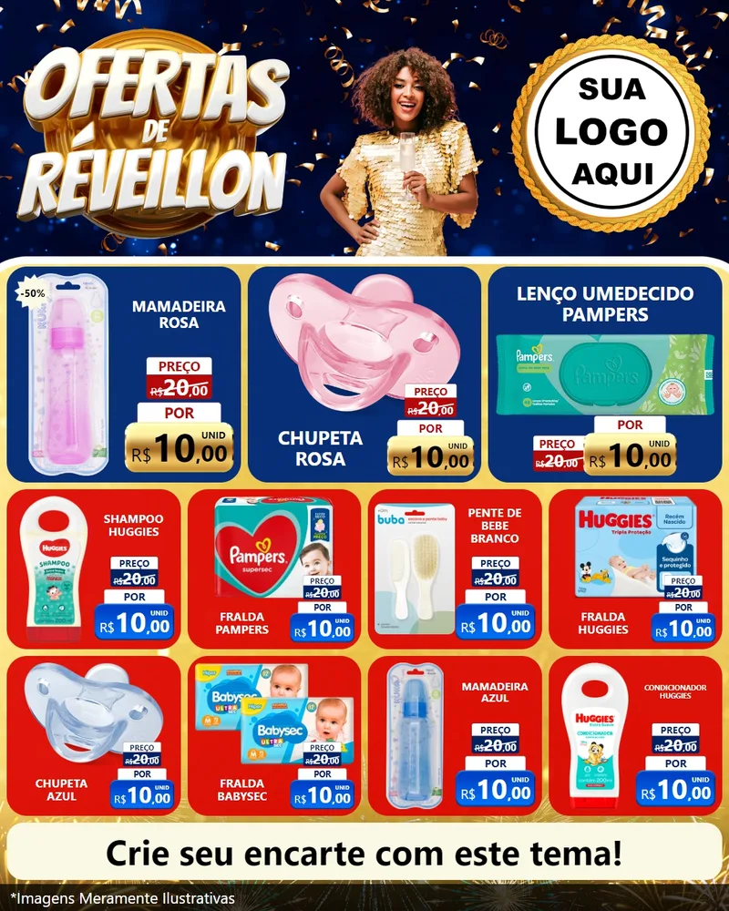 Modelo de Rede Social para Feed Instagram com o tema Ofertas de Réveillon para Bebês