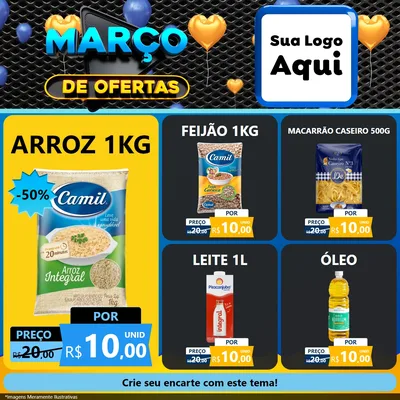 Modelo de Rede Social para Feed Facebook com o tema Março de Ofertas para Supermercado