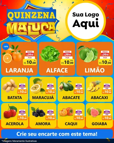 Modelo de Rede Social para Feed Instagram com o tema Quinzena Maluca para Hortifrúti