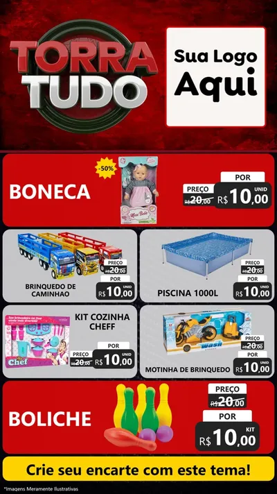 Modelo de TV para TV Vertical com o tema Torra Tudo para Brinquedos