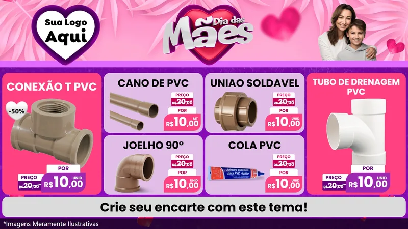 Modelo de TV para TV Horizontal com o tema Dia das Mães para Tubos e conexões