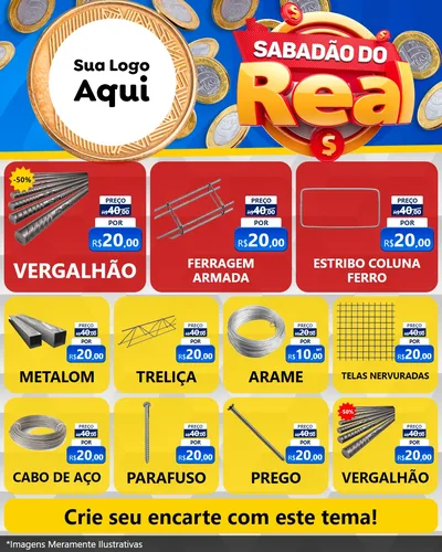 Modelo de Rede Social para Feed Instagram com o tema Sabadão do Real para Ferragens