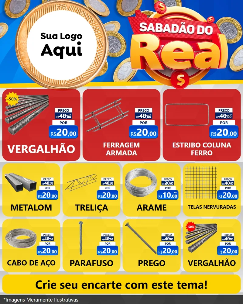 Modelo de Rede Social para Feed Instagram com o tema Sabadão do Real para Ferragens