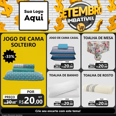 Modelo de Rede Social para Feed Facebook com o tema Setembro Imbatível para Cama, Mesa e Banho