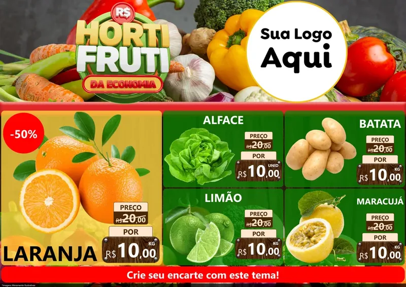 Modelo de Encarte para Encarte A4 Horizontal com o tema Hortifrúti da Economia para Hortifrúti