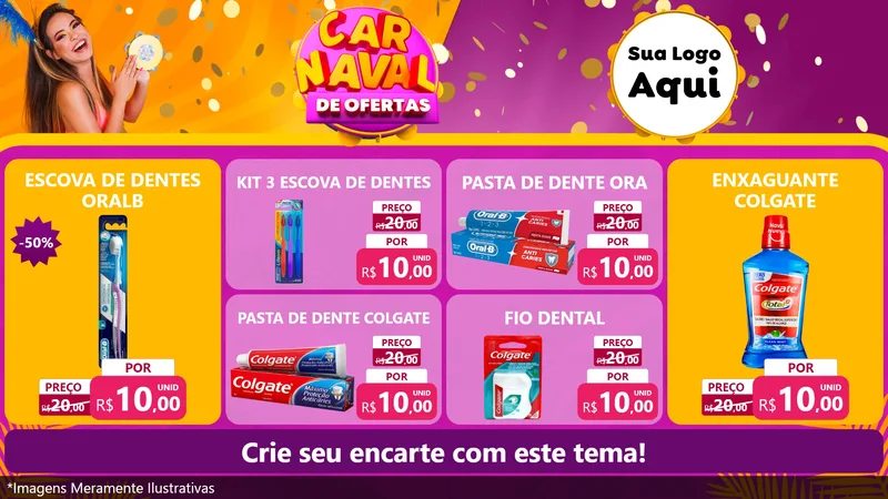 Modelo de TV para TV Horizontal com o tema Carnaval de Ofertas para Higiene Pessoal