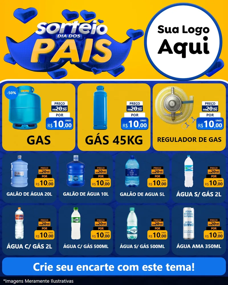 Modelo de Rede Social para Feed Instagram com o tema Sorteio Dia dos Pais para Água e gás