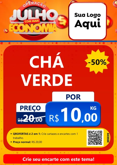 Modelo de Cartaz para Cartaz A4 Vertical com o tema Operação Julho Com Mais Economia para Produtos Naturais