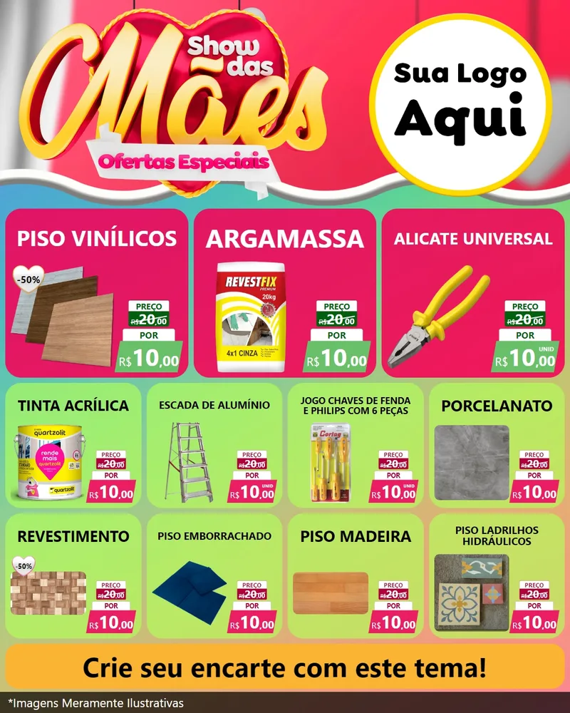 Modelo de Rede Social para Feed Instagram com o tema Show das Mães - Ofertas Especiais para Material para Construção