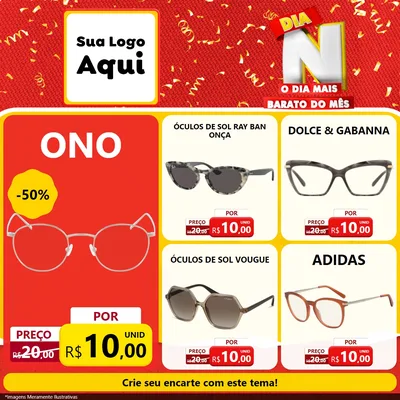 Modelo de Rede Social para Feed Facebook com o tema Dia N o Dia Mais Barato do Mês para Óticas