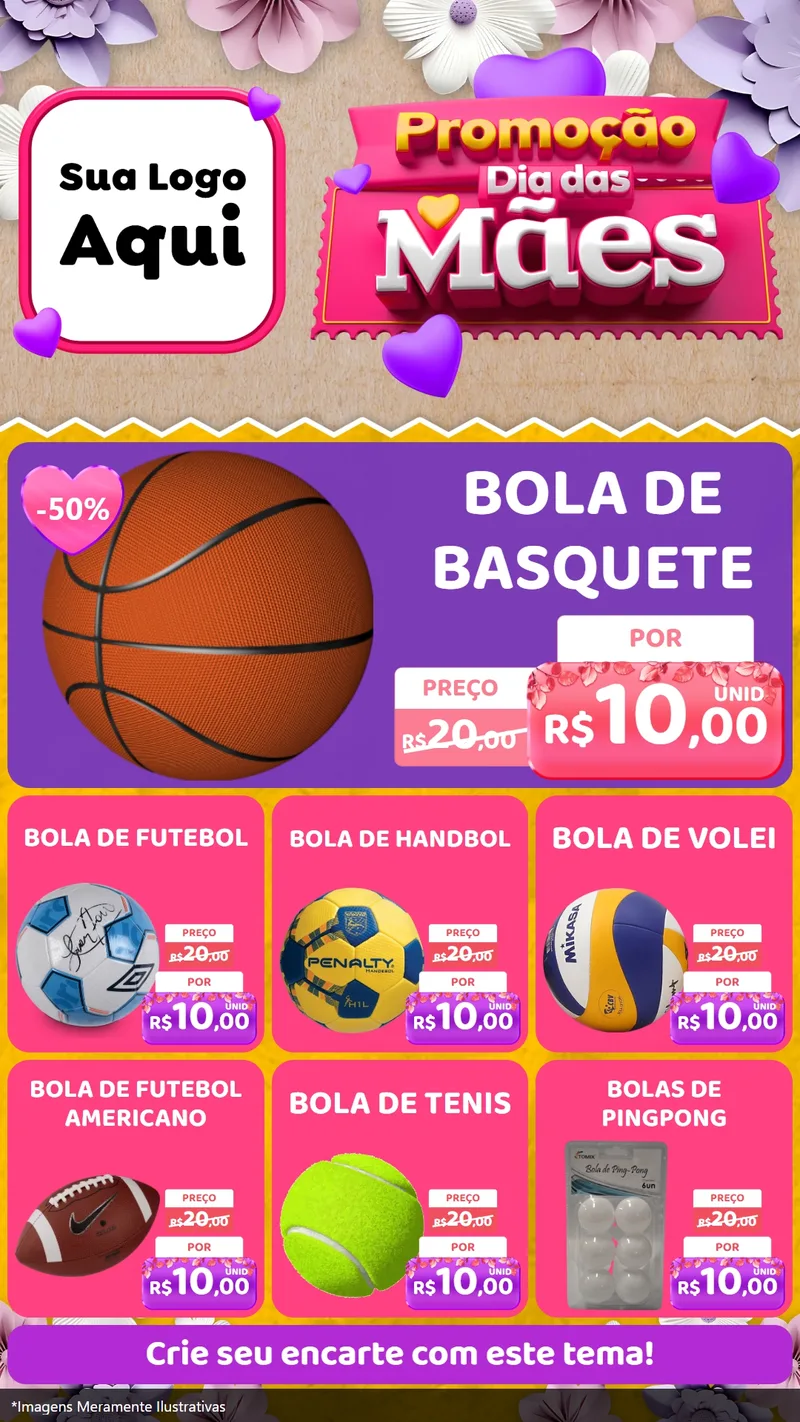 Modelo de Rede Social para Stories com o tema Promoção Dia das Mães para Artigos Esportivos