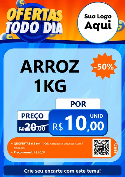 Modelo de Cartaz para Cartaz A4 Vertical com o tema Ofertas Todo Dia para Supermercado