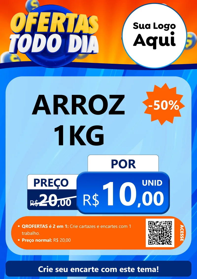Modelo de Cartaz para Cartaz A4 Vertical com o tema Ofertas Todo Dia para Supermercado