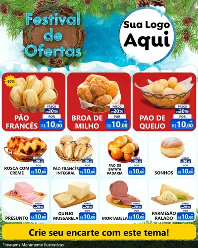 Modelo de Rede Social para Feed Instagram com o tema Festival de Ofertas - Inverno para Padaria