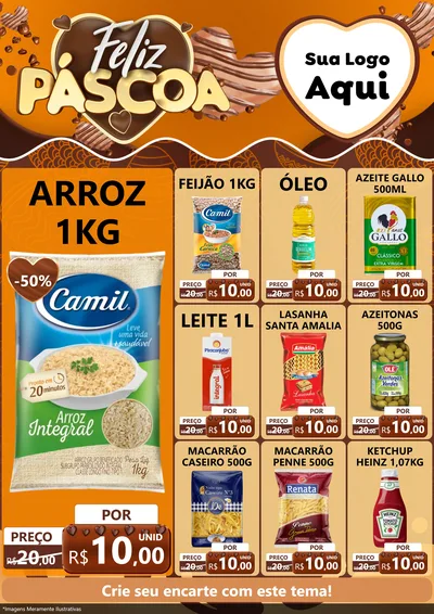 Modelo de Encarte para Encarte A4 Vertical com o tema Feliz Páscoa para Supermercado