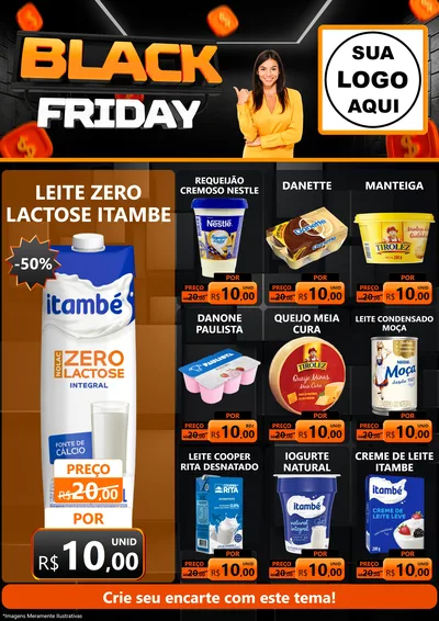 Modelo de Encarte para Encarte A4 Vertical com o tema Black Friday para Frios e Laticínios