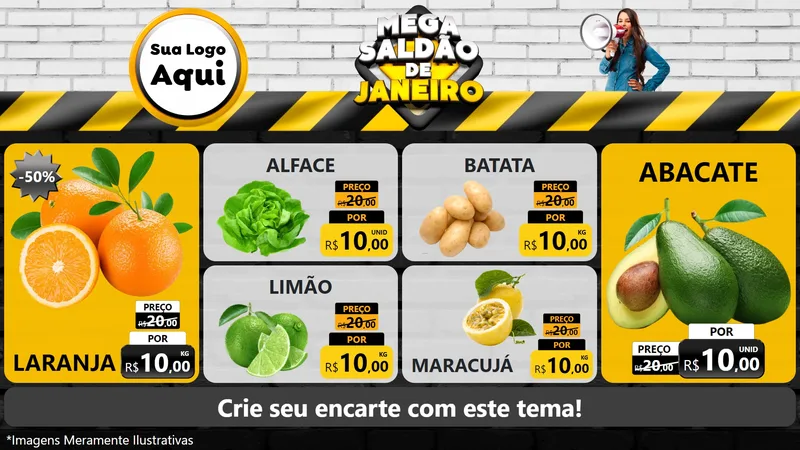 Modelo de TV para TV Horizontal com o tema Mega Saldão de Janeiro para Hortifrúti
