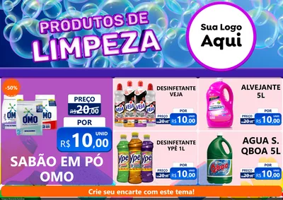 Modelo de Encarte para Encarte A4 Horizontal com o tema Produtos de Limpeza para Produtos de Limpeza