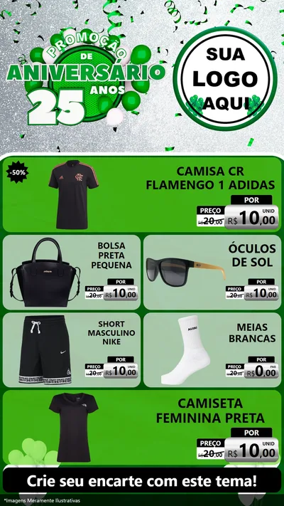 Modelo de TV para TV Vertical com o tema Promoção de Aniversário - 25 Anos para Roupas e acessórios