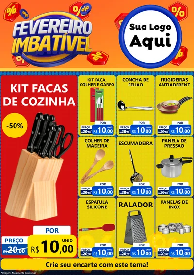 Modelo de Encarte para Encarte A4 Vertical com o tema Fevereiro Imbatível para Utilidades Domésticas