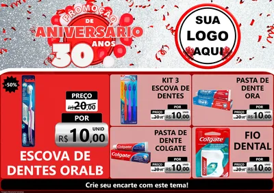 Modelo de Encarte para Encarte A4 Horizontal com o tema Promoção de Aniversário - 30 Anos para Higiene Pessoal