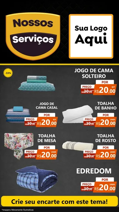 Modelo de TV para TV Vertical com o tema Nossos Serviços para Cama, Mesa e Banho