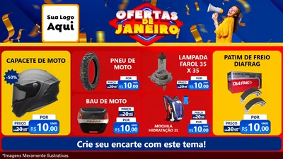 Modelo de TV para TV Horizontal com o tema Ofertas de Janeiro para Moto peças