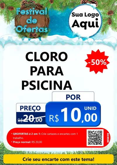 Modelo de Cartaz para Cartaz A4 Vertical com o tema Festival de Ofertas - Inverno para Produtos para Piscina
