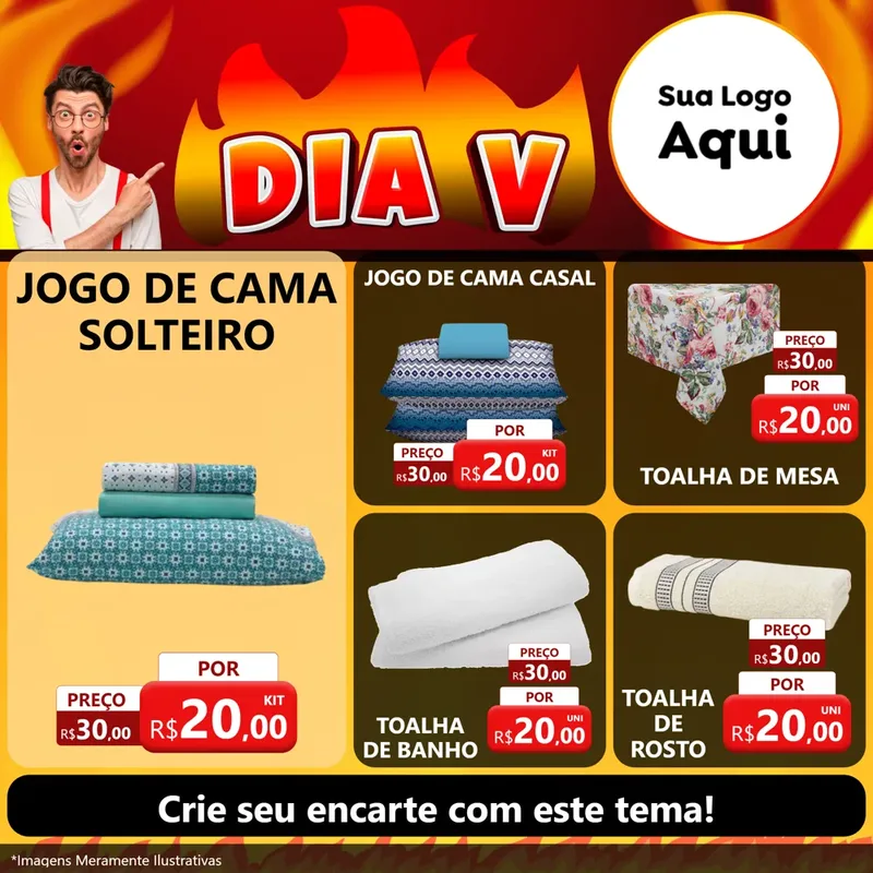 Modelo de Rede Social para Feed Facebook com o tema Dia V para Cama, Mesa e Banho