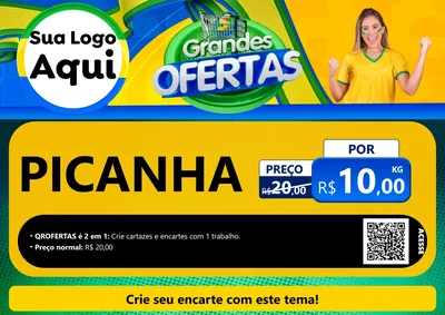 Modelo de Cartaz para Cartaz A4 Horizontal com o tema Grandes Ofertas para Açougue